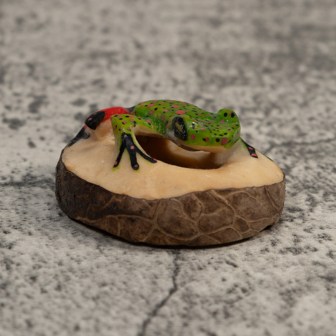 Red And Green Poison Dart Frog Tagua Carving