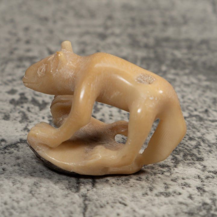 Vintage White Jungle Animal Tagua Carving