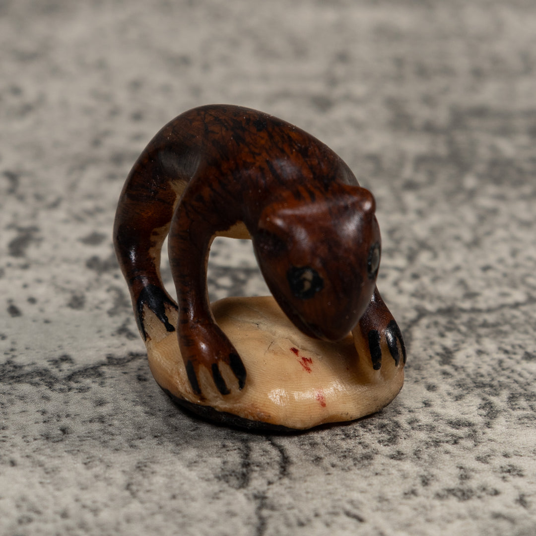 Vintage Brown Jungle Critter Tagua Carving