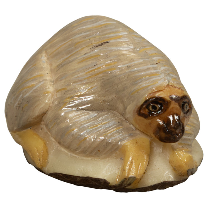 Gray Brown Sloth Tagua Carving