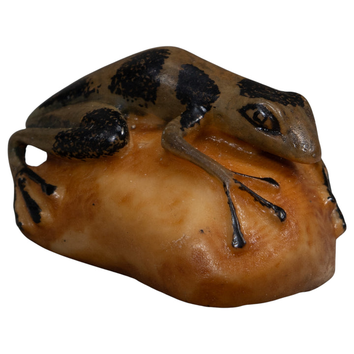 Vintage Green And Black Poison Dart Frog Tagua Carving