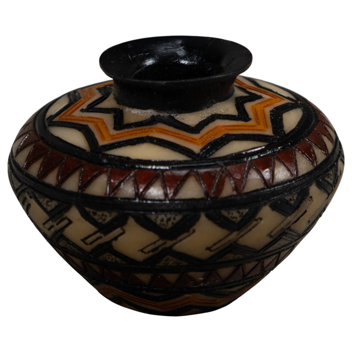 Painted Tagua Vase Carving