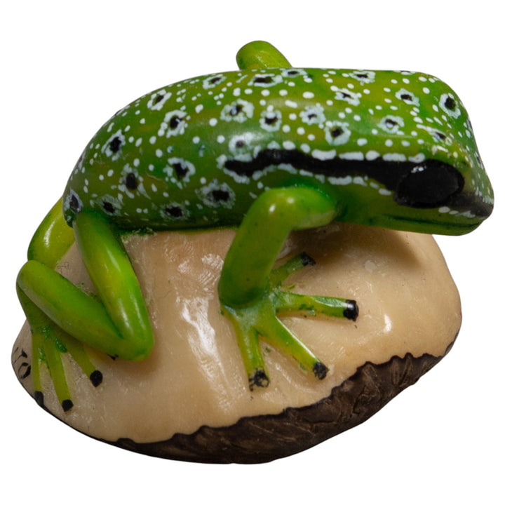 Black White And Green Poison Dart Frog Tagua Carving