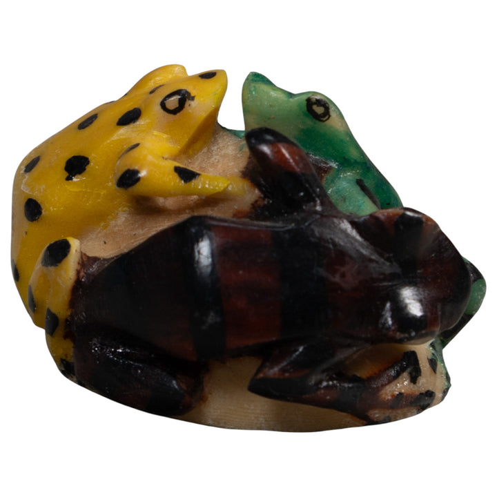 Yellow And Green Double Poison Dart Frog Tagua Carving