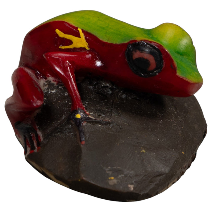 Vintage Green And Red Poison Dart Frog Tagua Carving