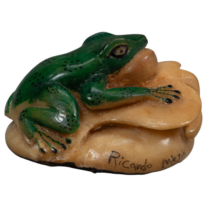Green Blowthroat Poison Dart Frog Tagua Carving