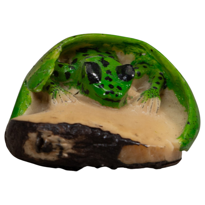 Green And Black Poison Dart Frog Tagua Carving