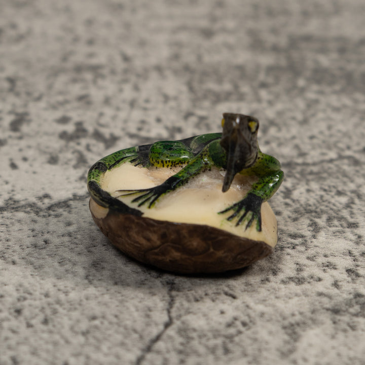 Black And Green Iguana Lizard Tagua Carving