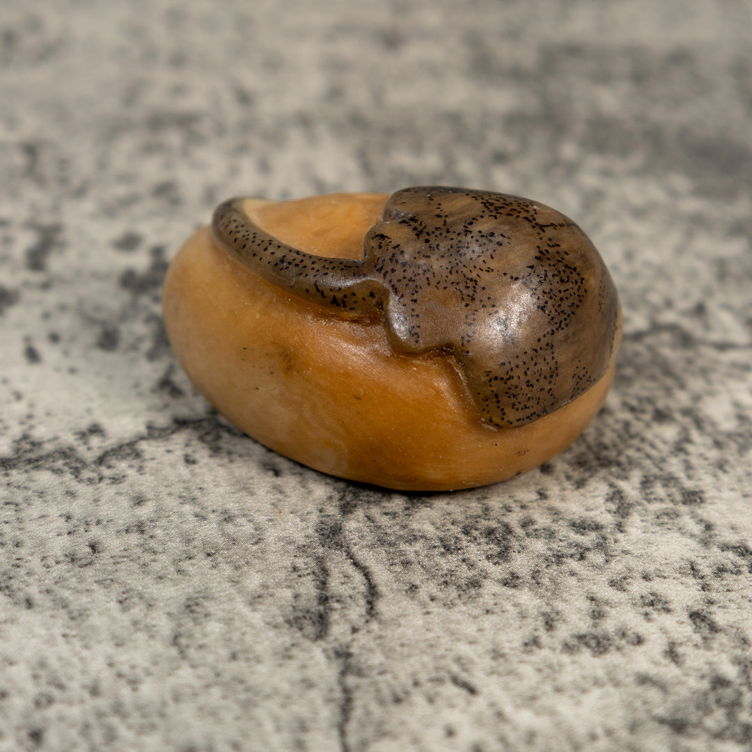 Vintage Black And White Sea Stingray Tagua Carving