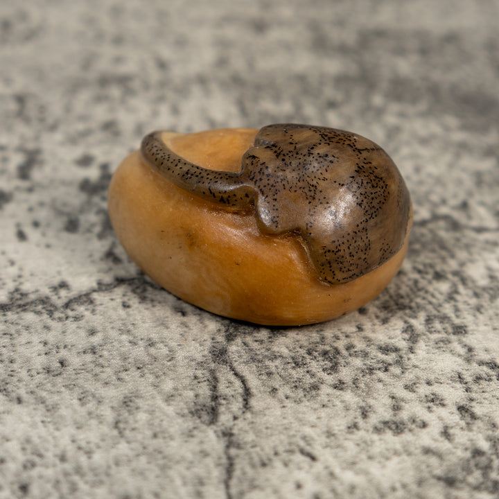 Vintage Black And White Sea Stingray Tagua Carving