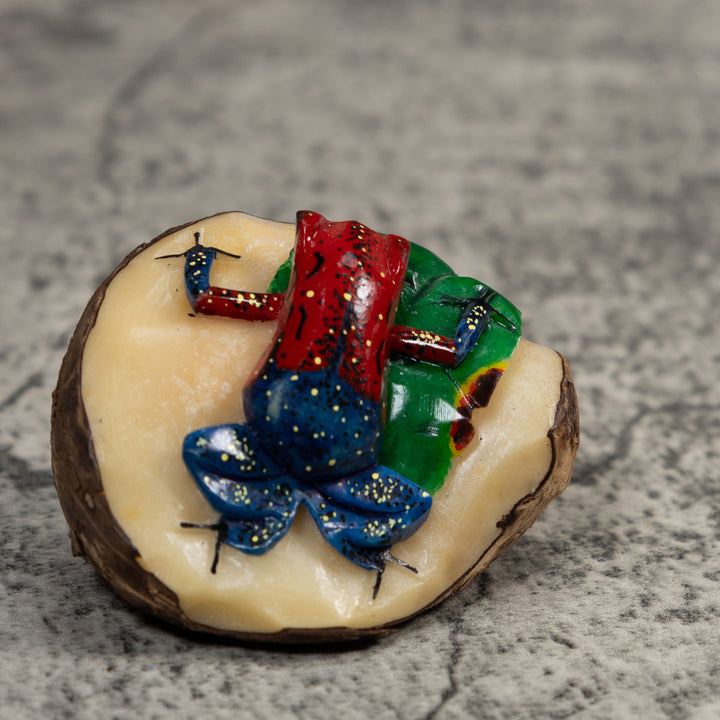 Red Blue And Green Poison Dart Frog Tagua Carving