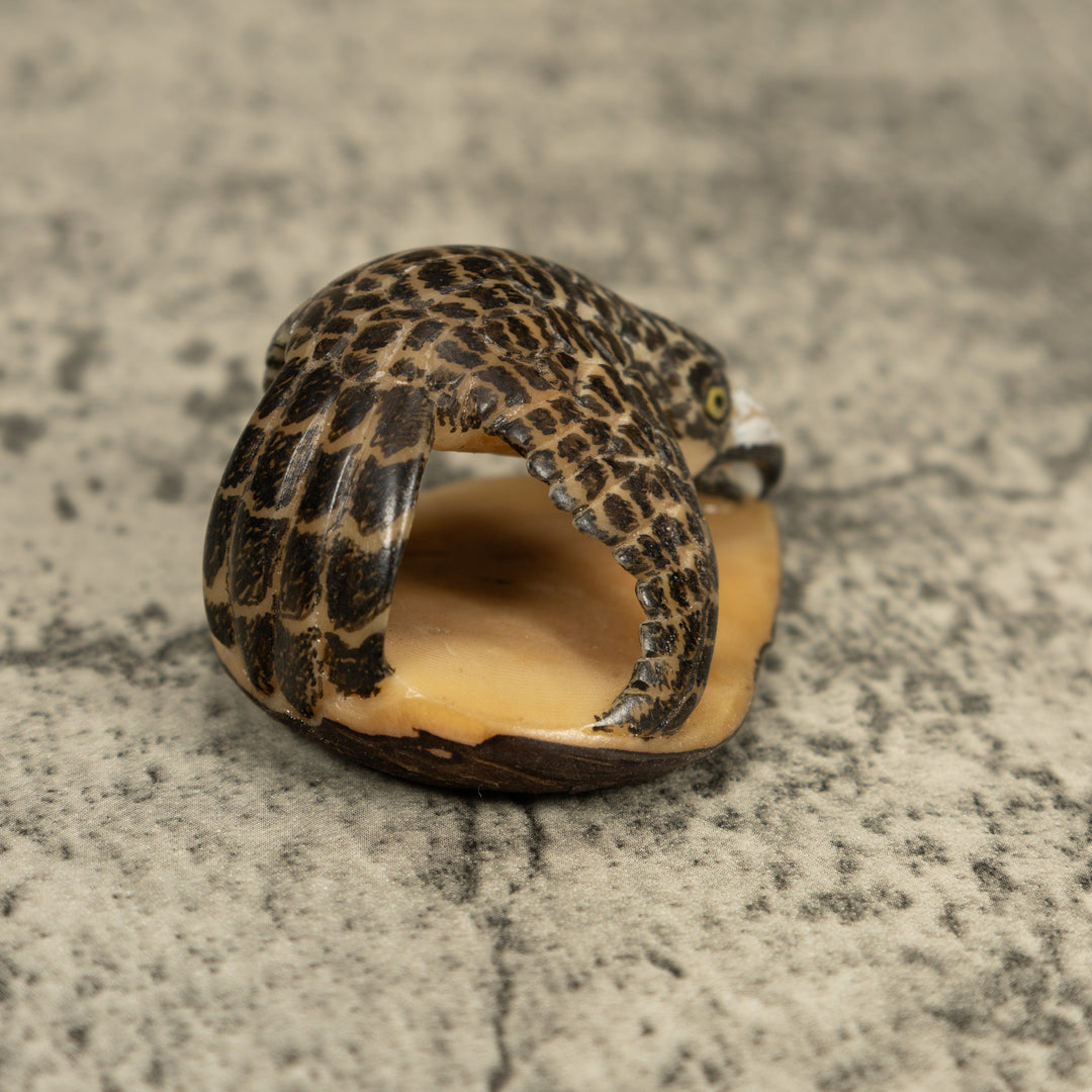 Vintage Feathered Hawk Bird Tagua Carving