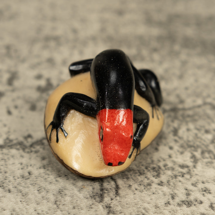 Redhead And Black Gecko Lizard Tagua Carving