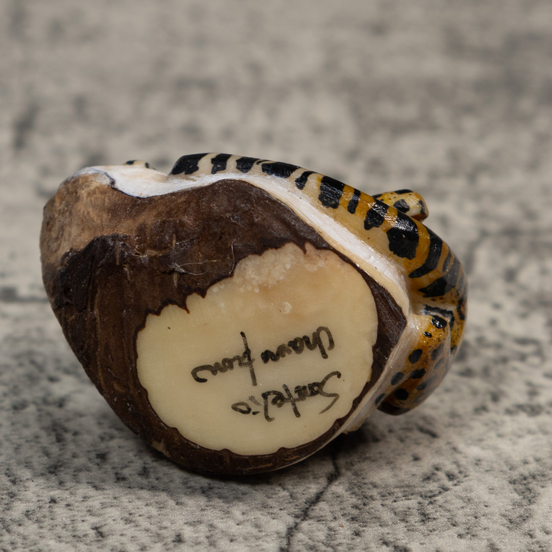Brown And Black Jaguar Cat Tagua Carving