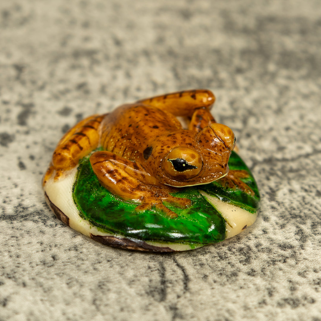 Brown And Black Poison Dart Frog Tagua Carving