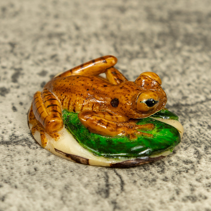 Brown And Black Poison Dart Frog Tagua Carving