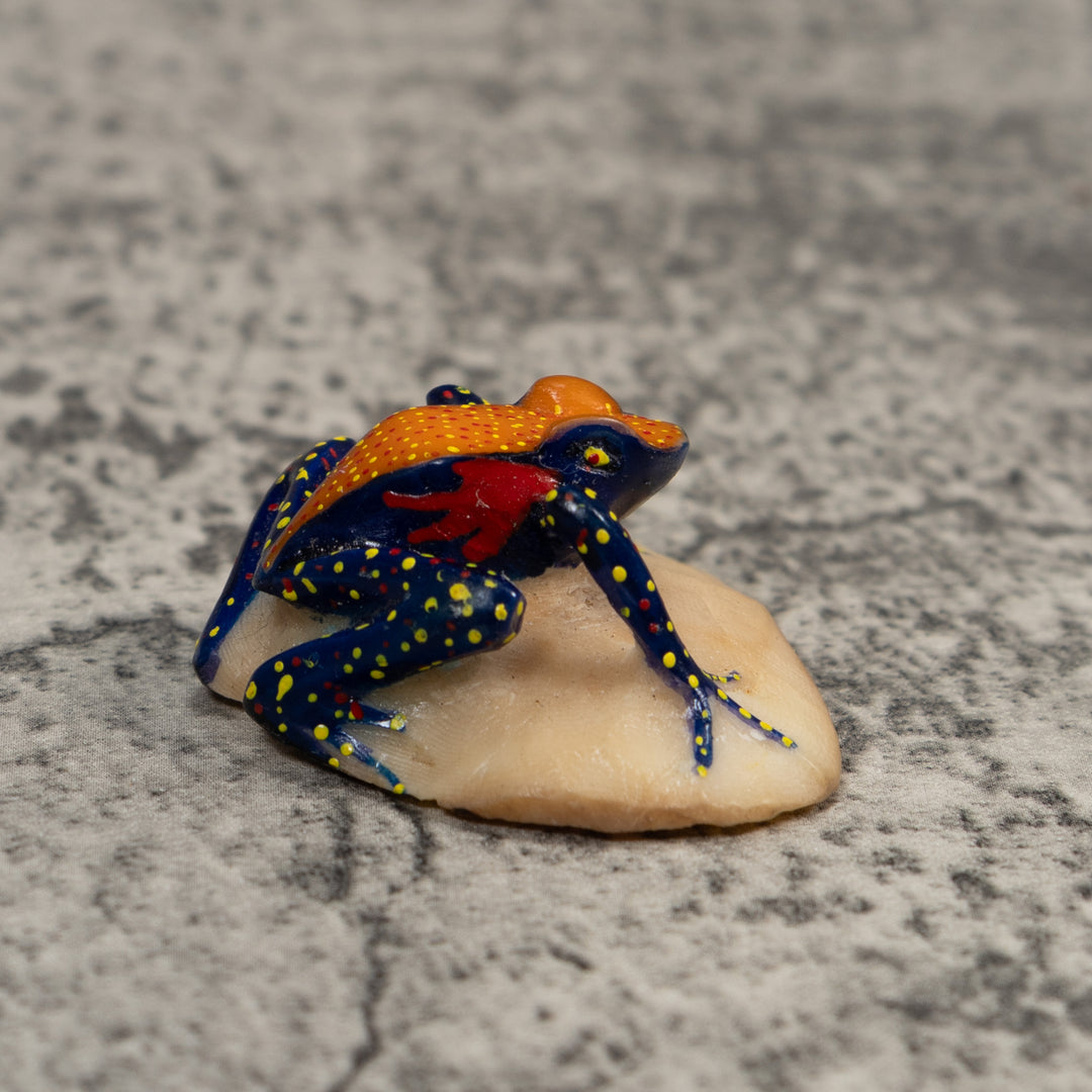 Black Orange And Yellow Poison Dart Frog Tagua Carving