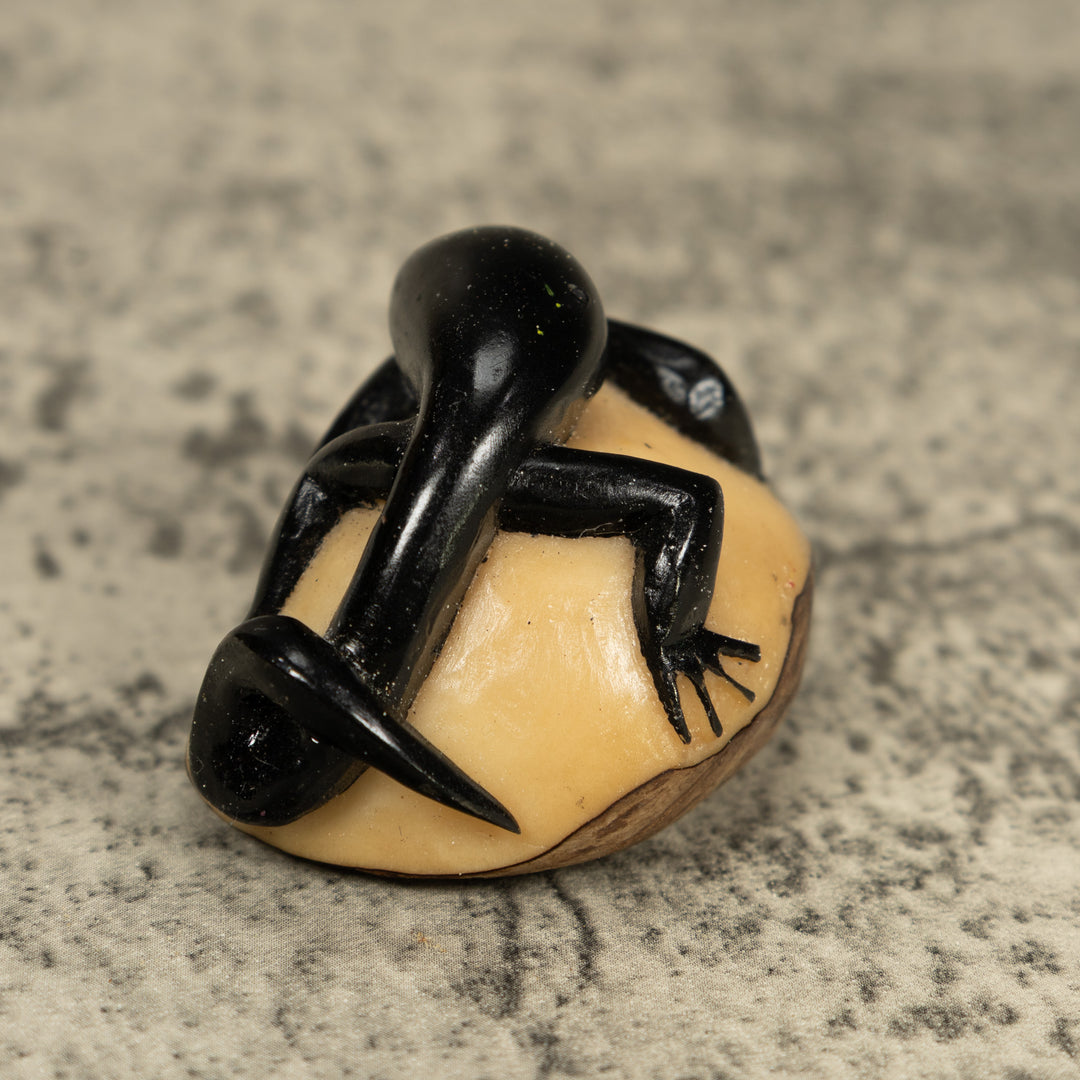 Redhead And Black Gecko Lizard Tagua Carving