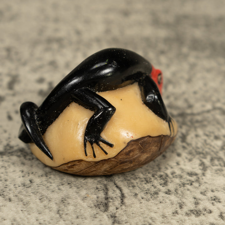 Redhead And Black Gecko Lizard Tagua Carving