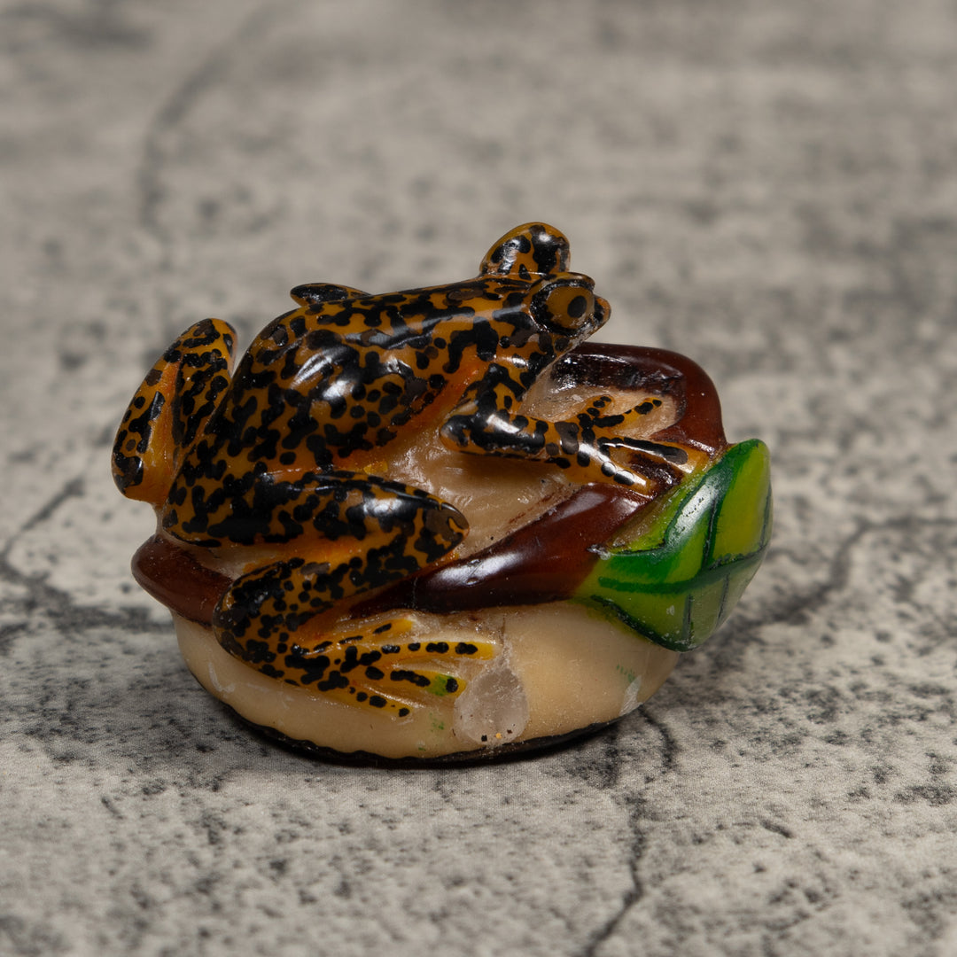 Black Gold And Green Poison Dart Frog Tagua Carving