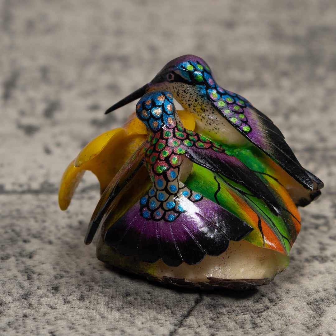 Double Hummingbird Tagua Carving