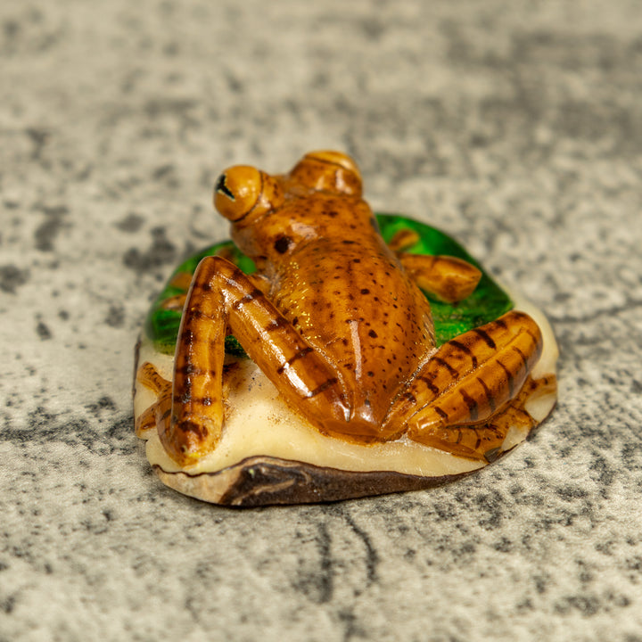 Brown And Black Poison Dart Frog Tagua Carving