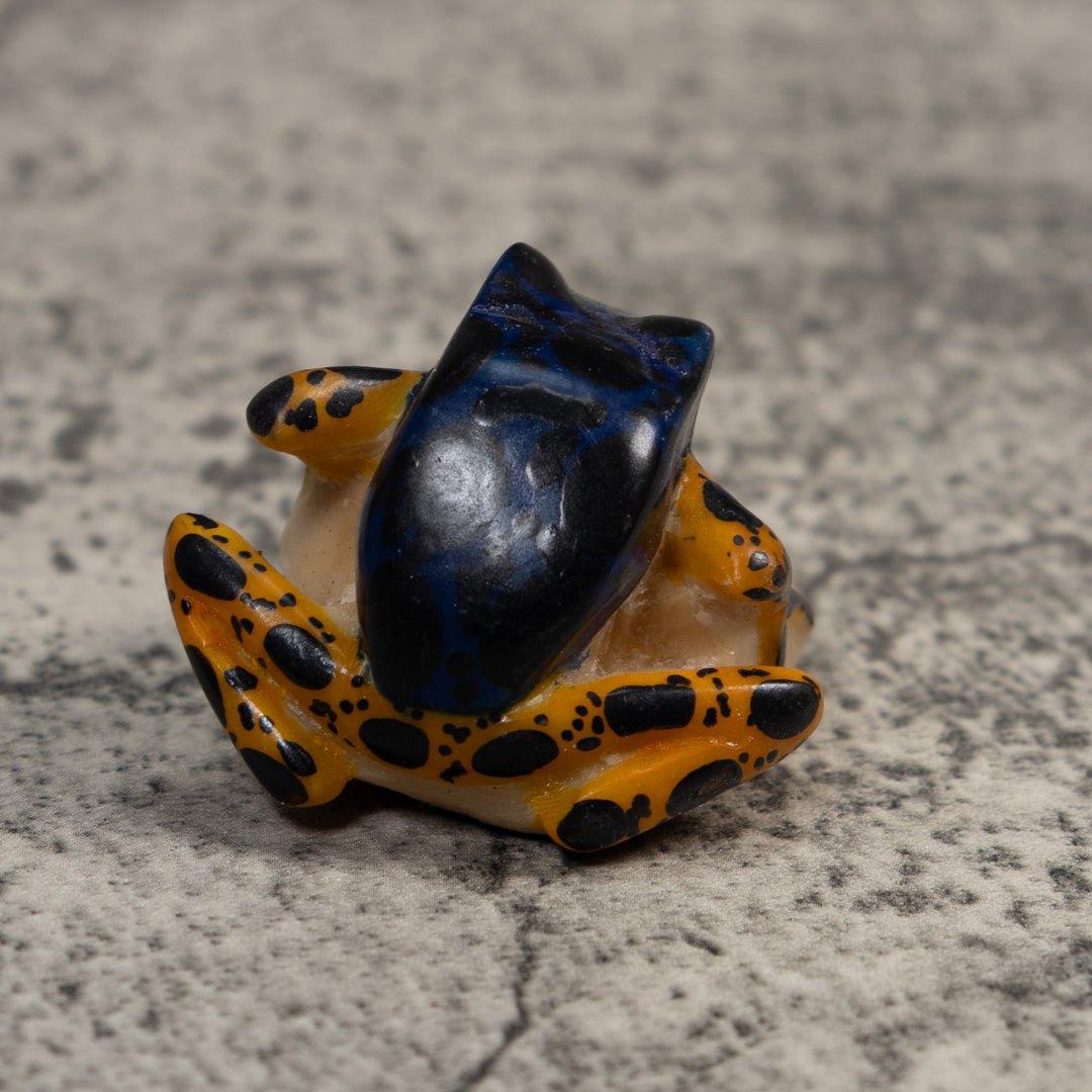 Vintage Blue And Orange Poison Dart Frog Tagua Carving