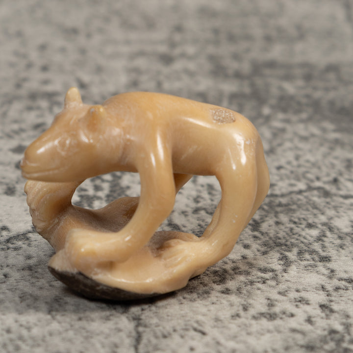 Vintage White Jungle Animal Tagua Carving