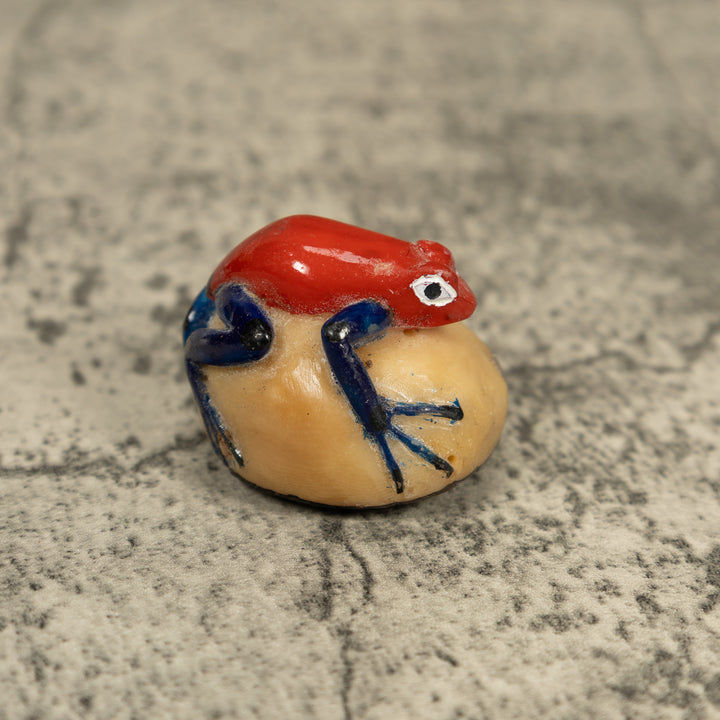 Vintage Red And Blue Poison Dart Frog Tagua Carving