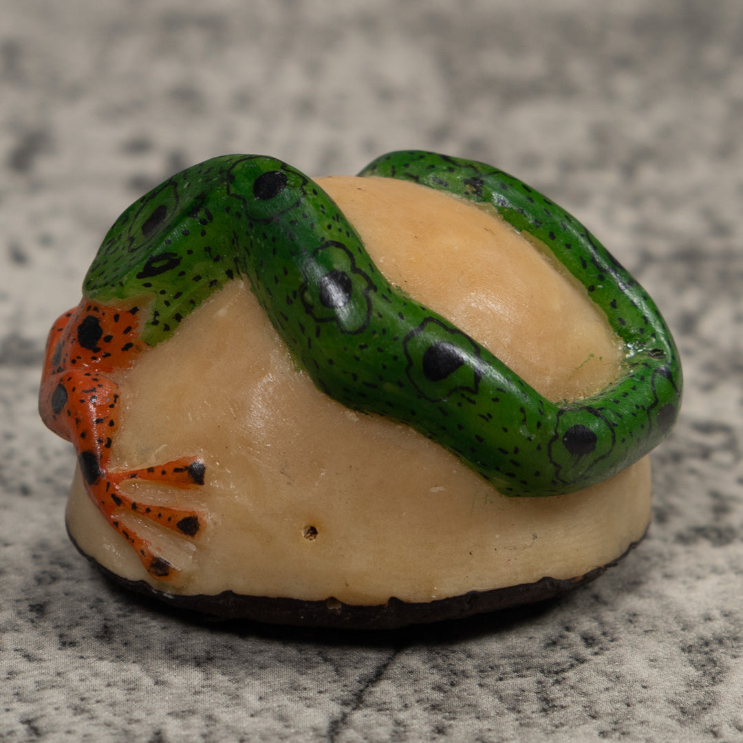 Snake Eating A Frog Tagua Carving
