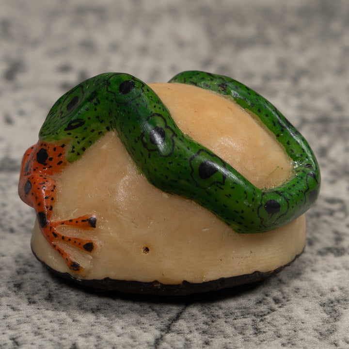 Snake Eating A Frog Tagua Carving