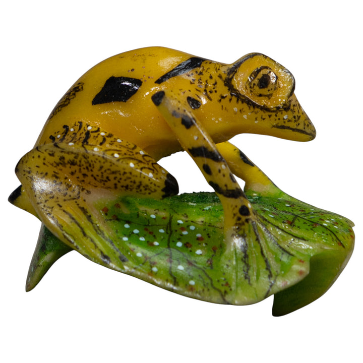 Black Yellow And Green Poison Dart Frog Tagua Carving