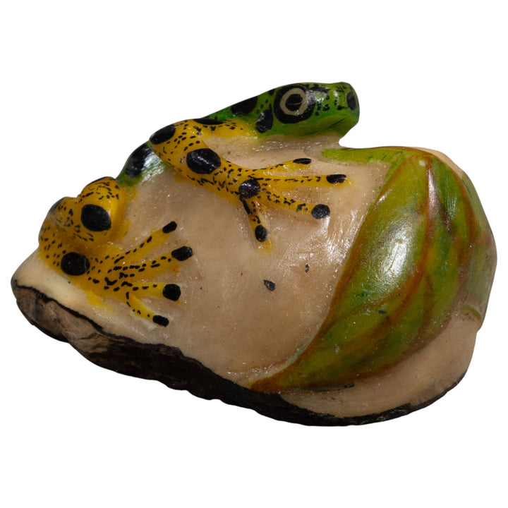 Green Yellow And Black Poison Dart Frog Tagua Carving