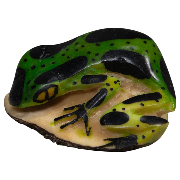 Vintage Green And Black Poison Dart Frog Tagua Carving