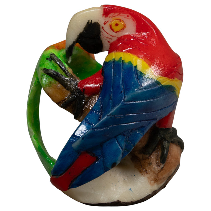 Red Blue And Yellow Macaw Parrot Bird Tagua Carving