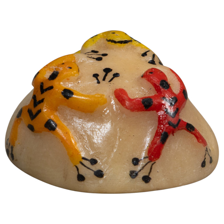 Yellow Gold And Red Triple Poison Dart Frog Tagua Carving