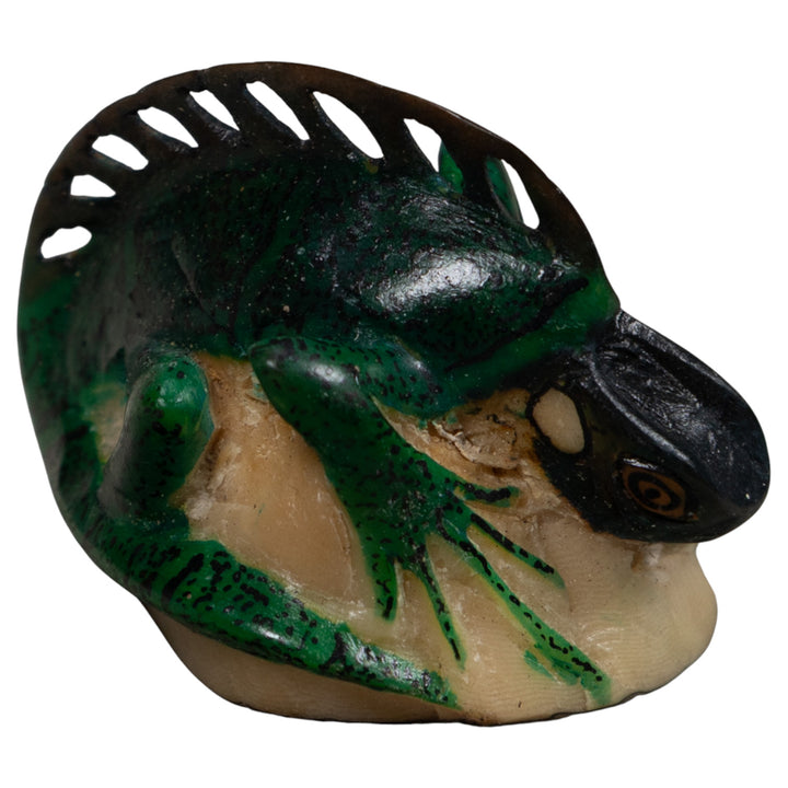 Vintage Black Green Iguana Tagua Carving