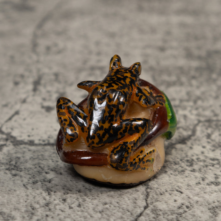 Black Gold And Green Poison Dart Frog Tagua Carving