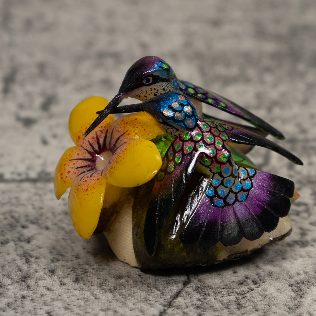 Double Hummingbird Tagua Carving