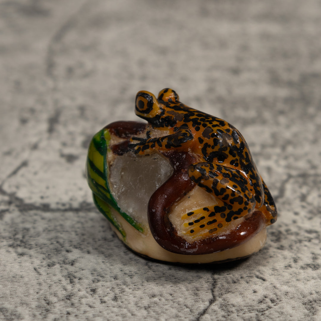 Black Gold And Green Poison Dart Frog Tagua Carving