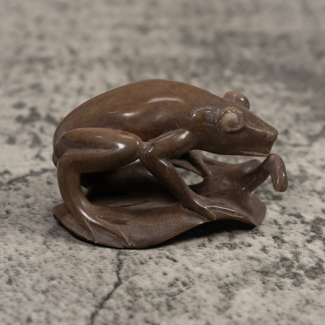 Vintage Dyed Grey Brown FrogTagua Carving