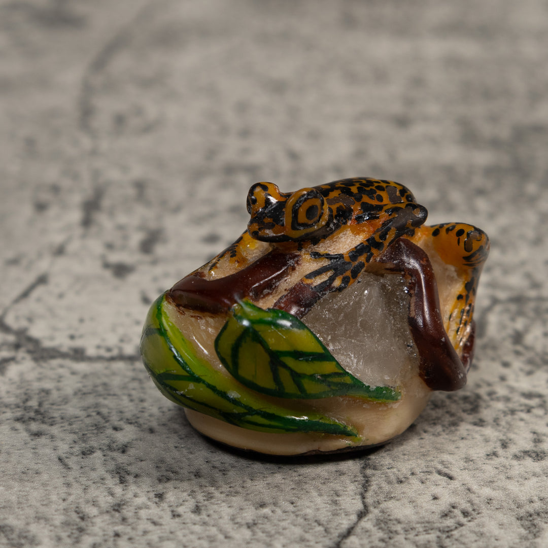 Black Gold And Green Poison Dart Frog Tagua Carving