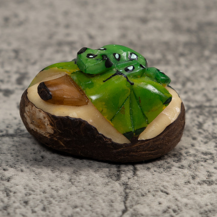 Green White And Black Poison Dart Frog Tagua Carving