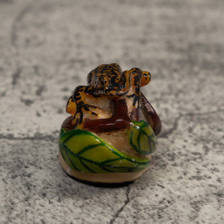 Black Gold And Green Poison Dart Frog Tagua Carving