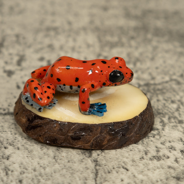 Red And Blue Poison Dart Frog Tagua Carving