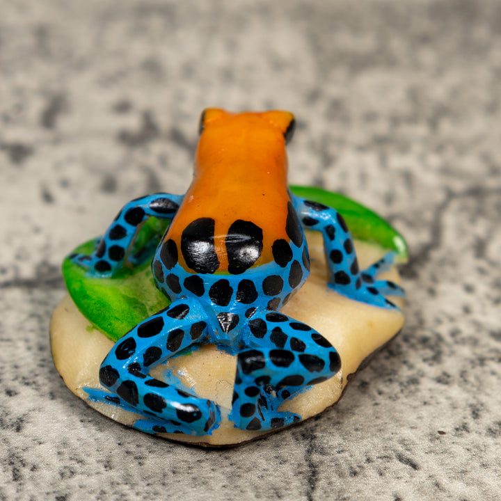 Orange Black And Blue Poison Dart Frog Tagua Carving