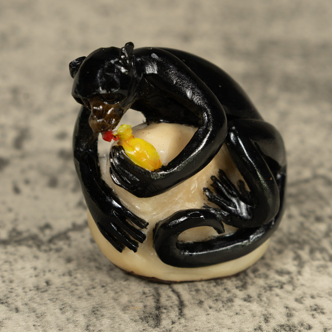 Black Howler monkey With Fruit Tagua Carving