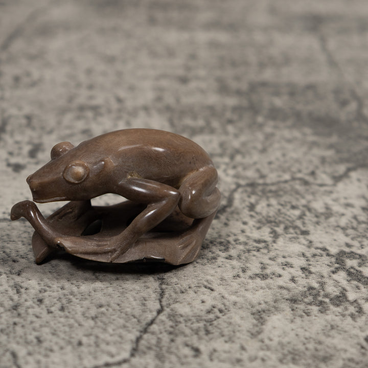 Vintage Dyed Grey Brown FrogTagua Carving