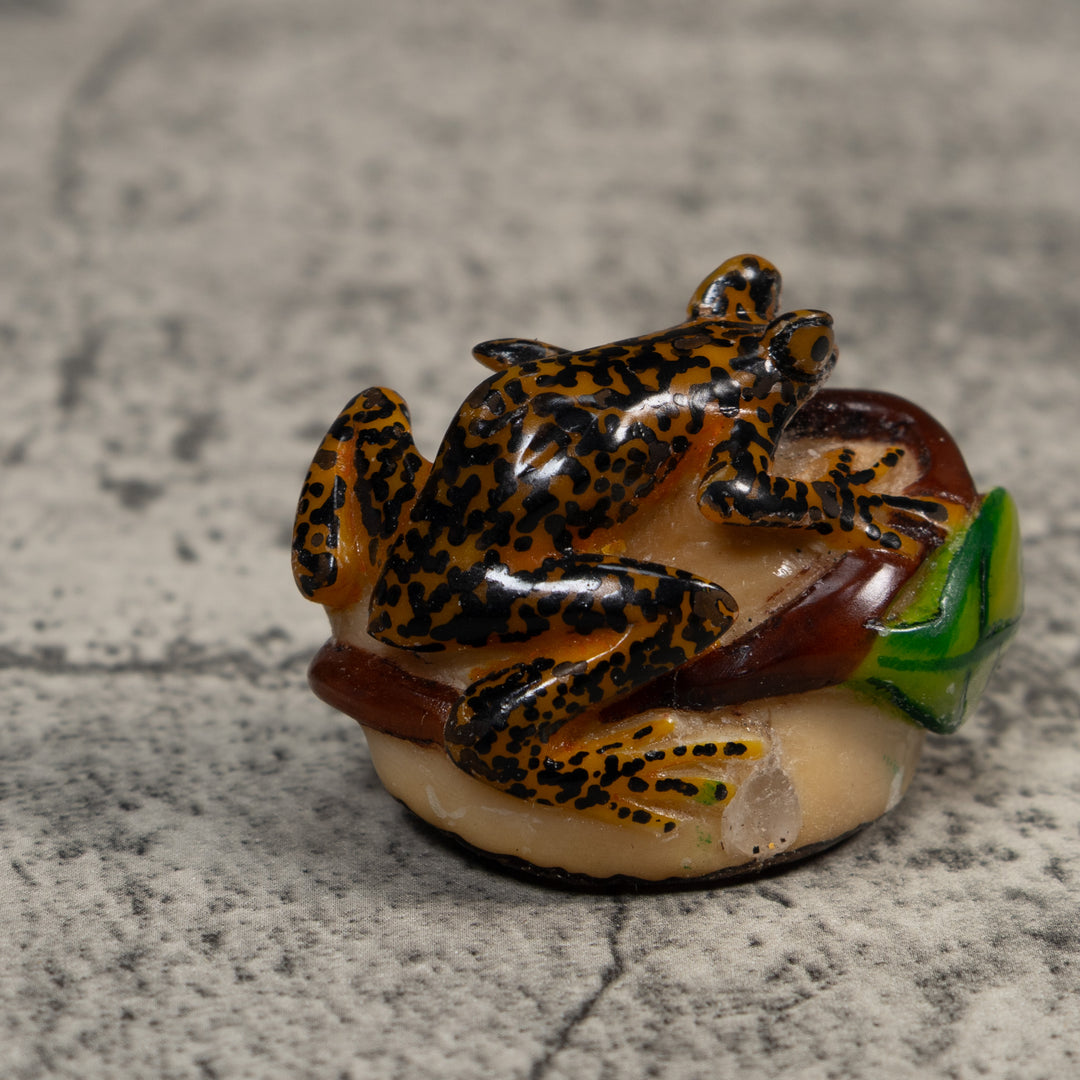 Black Gold And Green Poison Dart Frog Tagua Carving