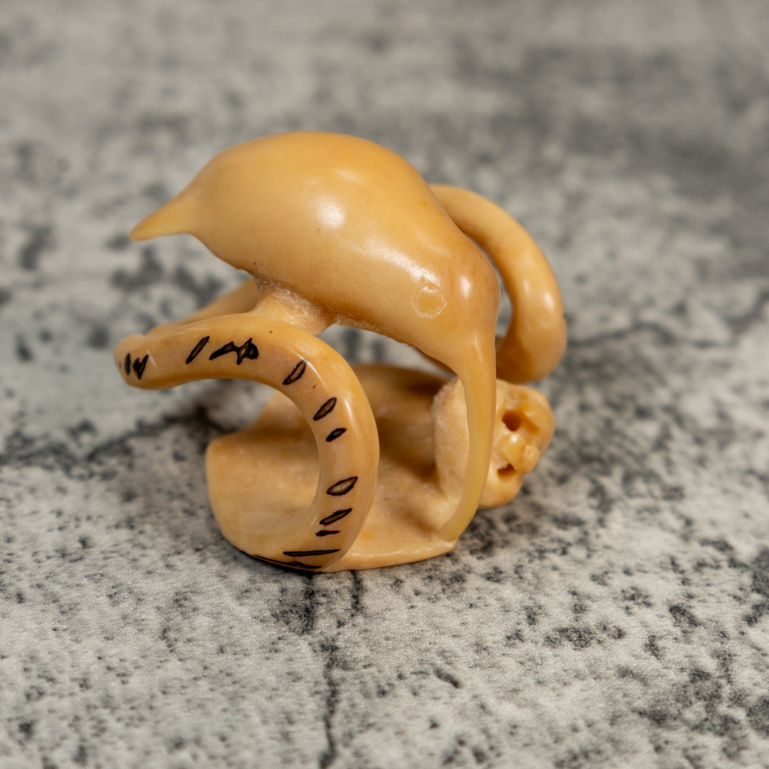 Vintage Natural White Hummingbird Tagua Carving